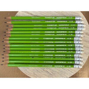 15 Staedtler Wopex HB Pencils Made In Germany Green Eraser Durable Eco-Friendly